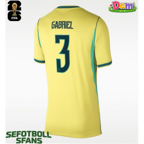 Brasilien Gabriel Magalhaes #3 Hemmatröja Kvinnor VM 2026 Kortärmad